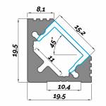 Dimensioni Profilo LED NP014 19,5x15,2 mm