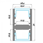 Dimensions LED Profile NP016 18,4x31 mm