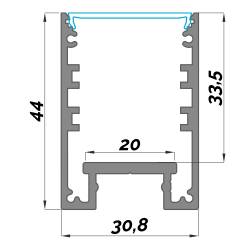Dimensions LED Profile NP021 30,8x44 mm