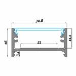 Dimensioni Profilo LED NP024 30,8x16 mm