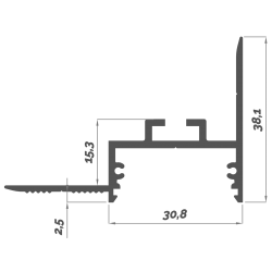Dimensions LED Profile NP027 38,1x30,8 mm