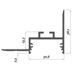 Dimensions LED Profile NP027 38,1x30,8 mm