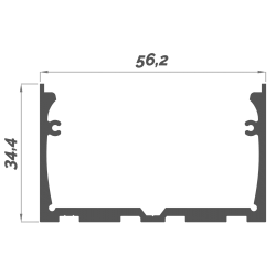 Dimensions LED Profile NP051 56,2x34,4 mm