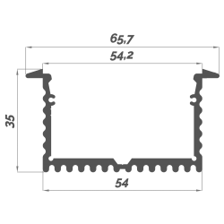 Dimensions LED Profile NP052 65,7x35 mm