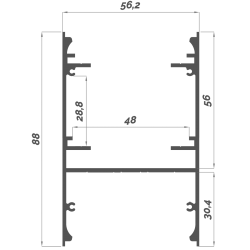 Dimensions LED Profile NP056 56,2x88 mm