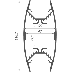 Dimensions LED Profile NP0265 118,7x55 mm