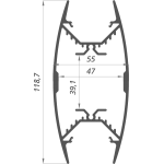 Dimensions LED Profile NP0265 118,7x55 mm