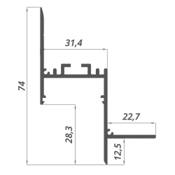 Dimensions LED Profile NP0271 74x31,4 mm