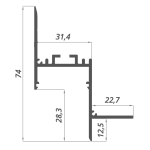 Dimensioni Profilo LED NP0271 74x31,4 mm