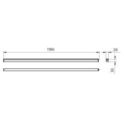 Dimensions Led Reglette - 20W - Length 1200mm