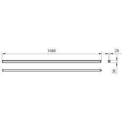 Dimensions Led Reglette - 24W - Length 1500mm