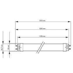 Dimensions Led Tube - 16W - 1200mm - 220-240V