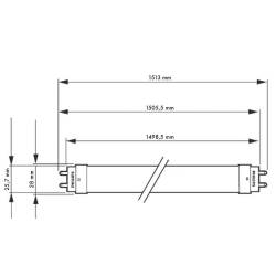 Dimensions Led Tube- 19,5W - 1500mm - 220-240V