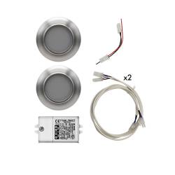 Kit 2 surface-mounted 12 LED VULCAN Spotlights 85-15 2,87 W + power supply, extentions, wirings