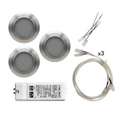 Kit 3 surface-mounted 12 LED VULCAN Spotlights 85-15 2,87 W + power supply, extentions, wirings