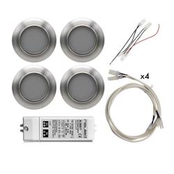 Kit 4 surface-mounted 12 LED VULCAN Spotlights 85-15 2,87 W + power supply, extentions,  wirings