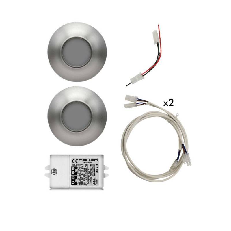 Kit 2 Faretti 12 Led VULCANO 105-15 da appoggio 2,87 W + alimentatore, prolunghe e cablaggi