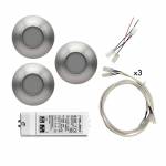Kit 3 Faretti 12 Led VULCANO 105-15 da appoggio 2,87 W + alimentatore, prolunghe e cablaggi