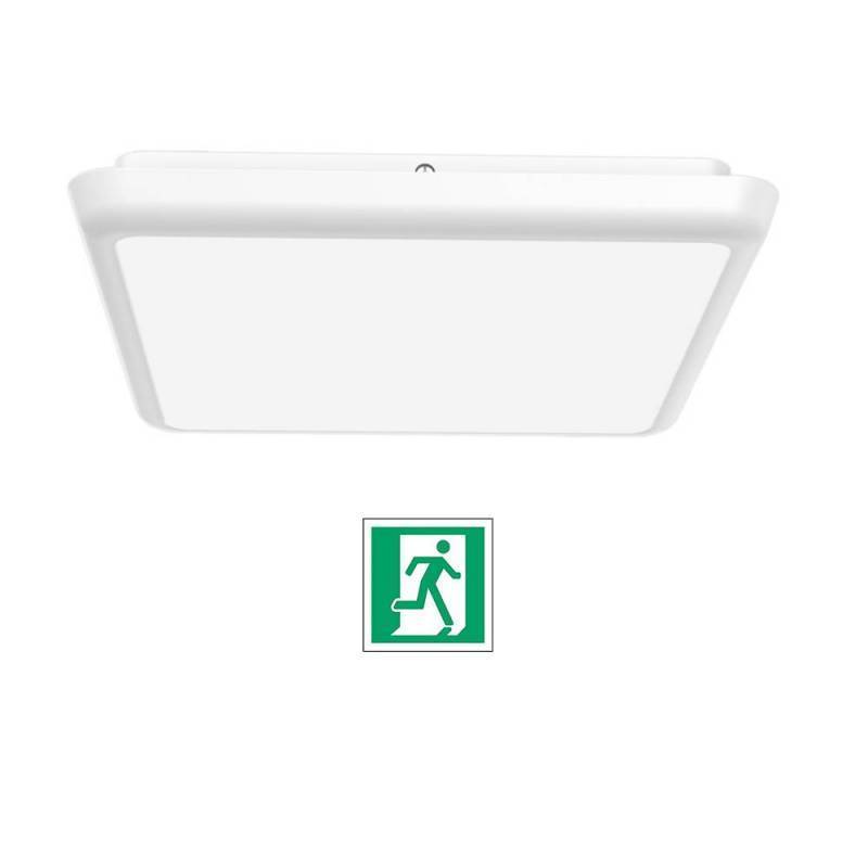 Square LED ceiling light 250x250 mm - INTEGRATED EMERGENCY - 12 W