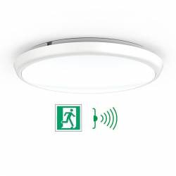 Plafoniera LED tonda Ø300 mm con EMERGENZA E SENSORE INTEGRATI - 18 W