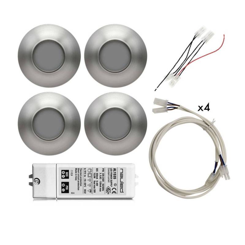 Kit 4 Faretti 12 Led VULCANO 105-15 da appoggio 2,87 W + Alimentatore, prolunghe e cablaggi