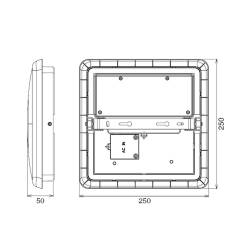 Dimensions Square led ceiling light 250x250x50 mm