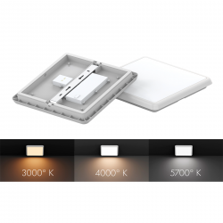 Square LED ceiling light 250x250 mm 12W - INTEGRATED EMERGENCY and CCT SELECTION
