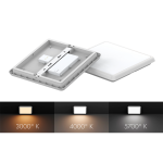 Square LED ceiling light 250x250 mm 12W - INTEGRATED EMERGENCY and CCT SELECTION