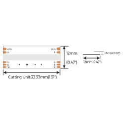 Dimensioni striscia LED RGBW COB 24V 16.8W 