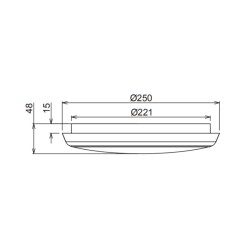 Dimensions of Round LED Ceiling Light Ø250 × 48 mm